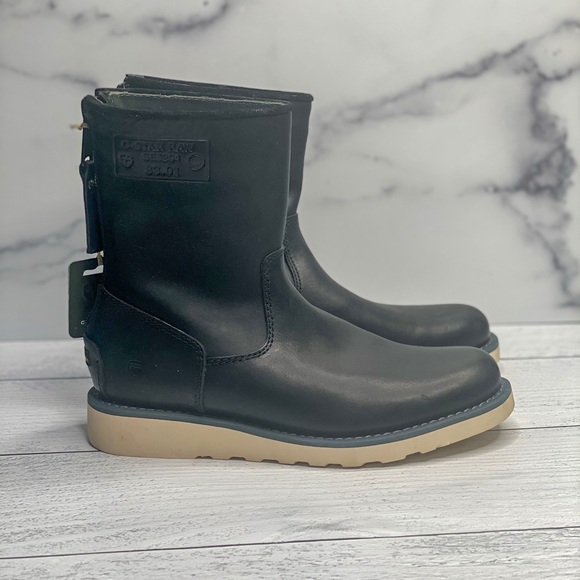 *NEW* G Star Raw black leather boots - Picture 4 of 5